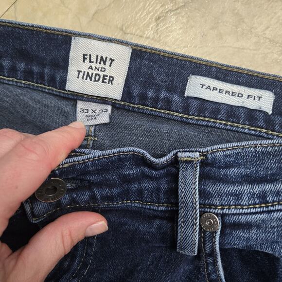 Flint and Tinder Jeans Mens 33x32 Blue Wash Tapered Fit Made in USA Denim - Picture 9 of 9